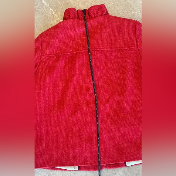 J.CREW Fiona Blazer Red Herringbone Ruffle Wool | Size 2 Womens - Picture 9 of 10